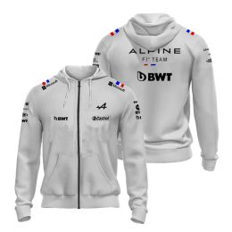 Mens Hoodies Sweatshirts 2023 New F1 Jacket Hoodie Official Sale Racing Sports Zipper Shirt Womens Forma One Alpine Team Alonso Blue H Dhvza