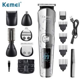 Clippers Kemei Professional Hair Trimmer Waterproof 6 in 1 Hair Clipper Electric Hair Cutting Machine Beard trimer Body Men Haircut