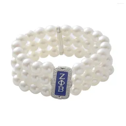 Link Bracelets Adjust Layers Pearl Greek Letters Womenhood ZPB Club Zeta Phi Sorority Jewelry For Women