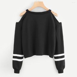 Women's Hoodies Off Shoulder Round Neck Long Sleeve Sweater Strapless