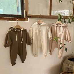 One-Pieces 3319C Newborn Clothes Hooded Jumpsuit 2022 Autumn Hot Sale Baby Boy One Piece Clothes Hooded Zipper Girls Climbing Clothes