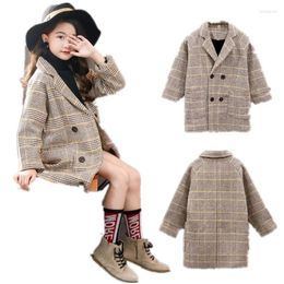 Down Coat Kids Outerwear Kid Autumn England Teenage Clothes For Girls School Winter Girl Thick Woolen Jacket Fashion Plaid