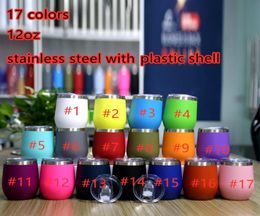 12oz Wine Tumbler Powder Coated Coffee Mugs Beer Glass Water Bottle 2 Layer Vacuum Insulated Beer Mug Party Champagne Mugs with Li4130488