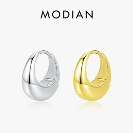 Hoop Earrings MODIAN 1PCS 925 Sterling Silver Geometric Smooth Sparkling Luxury Party Holiday Ear Buckles For Women Fine Jewelry