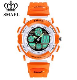 SMAEL Children 50m Waterproof Watches Cute Kids Sports Cartoon Watch For Girl Boys Rubber Band Digital Double Time LED Wristwatch 4511607