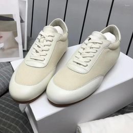 Casual Shoes Genuine Leather Lace-up Sports White Flat Comfortable Breathable Vulcanised Sneakers 2024 All-match Mocasines