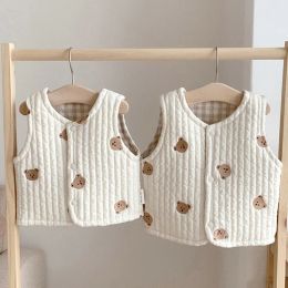 Coats Baby Inner Vest Winter Cotton Padded Thick Embroidery Korean Bear Baby Boys Girls Waistcoat Coat Clothes for Newborn Infant 02Y