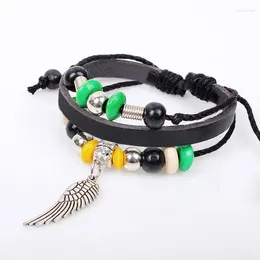 Charm Bracelets Gnova Genuine Leather Men Women Handmade Beads Wax Cord Bracelet For Bangles