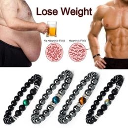 Strands Hematite Magnetic Bracelet Man Weight Loss Bracelet Natural Stone Magnetic Bracelet Slimming Woman Health Care Therapy Jewellery