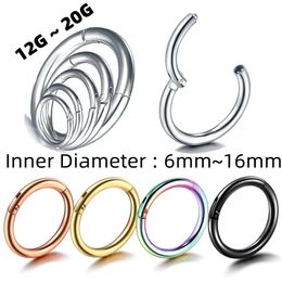 1PC Hinged Segment Nose Hoop Ring Steel Rings Septum Clicker Ear Daith Earring Piercing Jewelry 240407