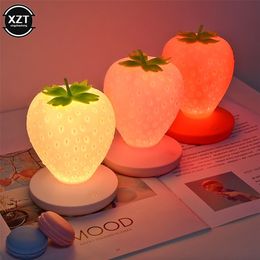 Led Energy-saving Lamp Creative Led Silicone Eye Protection Strawberry Night Light Bedside Decoration Atmosphere Lamp USB Light 240408