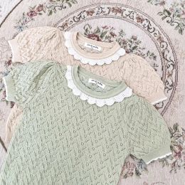 Tops Soft Breathable Toddler Girls Lace Shirt Summer Thin Cotton Infant Kids Pullovers Pricness Girls Short Sleeve Tops Children