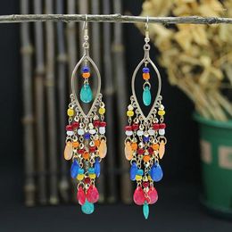 Stud Earrings Bohemian Ethnic Style Long For Women Girls Vintage Colourful Crystal Tassel Dangle Drop Fashion Party Jewellery