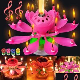 Other Festive Party Supplies Other Festive Party Supplies Musical Birthday Candle Magic Lotus Flower Candles Blossom Rotating Spin 1 Dhsju