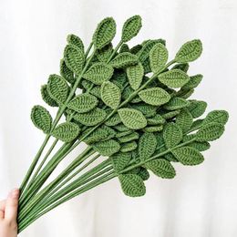 Decorative Flowers Eco-friendly Knitted Eucalyptus Leaf Lightweight Widely Used Delicate Hand Woven Artificial Fake Plant