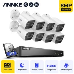 Lens ANNKE 4K Ultra HD 8CH DVR H.265 CCTV Camera Security System 4PCS 8MP IP67 Weaterproof Outdoor 8MP Camera Video Surveillance