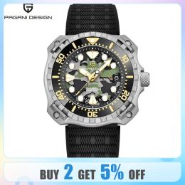 Kits PAGANI DESIGN 2024 New Military Men Mechanical Watch Fashion Camouflage Hollow Dial Automatic Watch 200M Sports Diving Watches