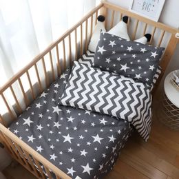 3Pcs Baby Bedding Set For borns Star Pattern Kid Bed Linen For Boy Pure Cotton Woven Crib Bedding Duvet Cover Pillocase Sheet 240408
