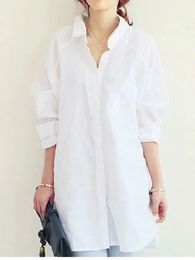Plus Size Casual Women Blouse Chic Autumn Midi Button Solid Top Female Winter Long Sleeves Shirt Elegant Feminine 240419