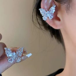 Earrings Fahion Women's Earrings Crystal Butterfly Shiny Ear Cuff Fine Sweet Ear Bone Clip for Women Bijoux Y2K Jewellery Ear Clip 2024 New