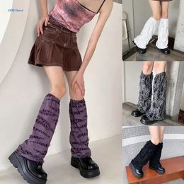 Women Harajuku Dark Gothic Leg Warmers Japanese Lolita Punk Wide Leg Foot Cover Retro Distressed Ripped Hole Calf Socks 240422