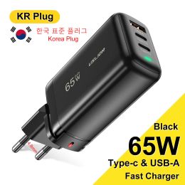 Chargers USLION 65W GaN USB Type C Charger For iPhone 14 13 12 Pro Samsung Charge Adapter Korea Plug PD USBC Type C Fast Charger Laptop