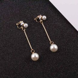 Earrings JIOFREE Fashion Wedding party Gift Elegant imitation pearl clip on earrings without pierced earrings no ear hole clip Jewellery