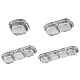 Plates 1/2/3/4-grid Barbecue Seasoning Plate 304 Stainless Steel Compartment BBQ Dip Easy To Clean For Outdoor Picnic