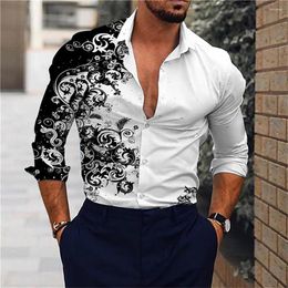 Men's Casual Shirts Floral Graphic Printed Lapel Shirt Long Sleeved Button Clothing Outdoor Street Tropical Fashion Design Soft