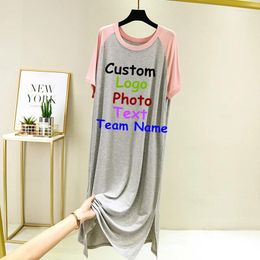 Party Dresses 2024 Modal Nightdress Female Summer Short Sleeve Long Dress Large Size Loose Home Wear Custom LOGO