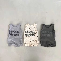 Clothing Sets 2023 Summer New Baby Sleeveless Clothes Set Kids Vest + Shorts 2pcs Boys Girls Letter Print T Shirts Suit Cute Outfits H240423