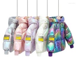 Down Coat Winter Reflective For Big Girl Boy Puffer Jacket Chirstmas Child Glossy Warm Thicken Outwear Kid Hooded Cloth 10 12T