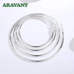 Earrings Aravant 925 Sterling Silver 50MM 60MM 70MM 80MM Hoop Earring For Women Wedding Jewelry Gift