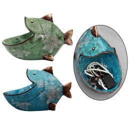 Sculptures Modern Fish Sculpture Storage Tray Creative Catchall Collectible Statue Home Office Hallway TV Stand Decoration