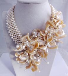 Choker Design Shell Beads Flower Necklace African Wedding Jewelry 19"