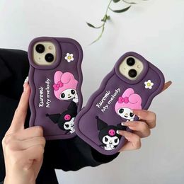 Cell Phone Bumpers For iPhone 15 Pro Max 14 13 12 Pro 11 X XS Max XR 7 8 Plus SE 3D Melody Kuromi Cartoon Wave Silicon Soft Phone Good Qulity Case Y240423