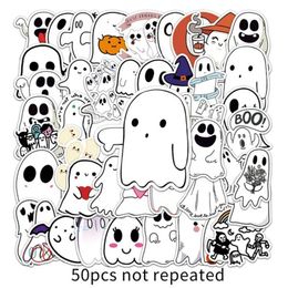 50Pcs White Cartoon Cute Little Ghost Stickers Graffiti Stickers for DIY Luggage Laptop Skateboard Motorcycle Bicycle Stickers