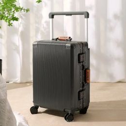 Luggage Fashion Rolling Luggage Wide Handle Travel Suitcase Unisex Trunk Large Capacity Silent Universal Wheel Aluminium FrameTrolleyCase