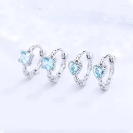 Stud Earrings 2024 S925 Sterling Silver Light Blue Love For Women One Pair Versatile Square Diamond Irregular