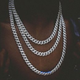 Hip Hop Punk Iced Out Jewelry Chains Necklaces 10mm Real Solid Gold Plated Cz Diamond Miami Cuban Link Chain Necklace