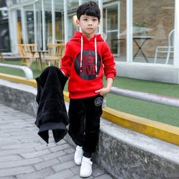 Clothing Sets Baby Boys And Girls Set Fleece Children Hooded Outerwear Tops Pants 3PCS Outfits Kids Toddler Warm Costume Suit