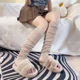 Women Socks Lolita Long Knitted Warm Foot Cover White Arm Warmer Ladies Autumn Winter Crochet