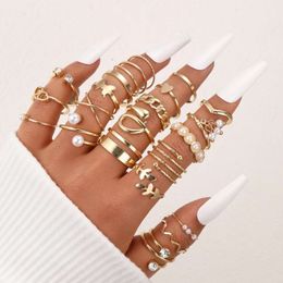 Chinese Style Exaggerated Punk Ring Spiral Love Finger Bracelet Set of Rings