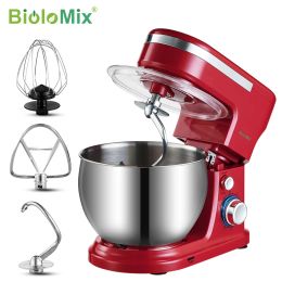 Mixers BioloMix 6L/5L Mixer Planetary 6speed Kitchen Food Blender Stainless Steel Bowl Cake Mixer Machine Kneader Cream Egg Whisk