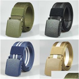 Belts Quick Hair Non-Metallic Nylon Belt Mens Plastic Buckle Tactical Student Military Training Outdoor Canvas 240315 Drop Delivery Fa Dhxiq