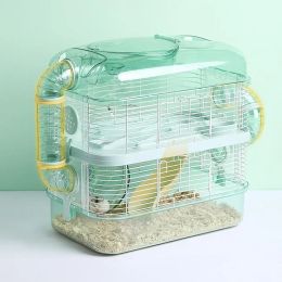 Cages Transparent Villa Castal Pet Nest Double Layer Hamster Cage Small Pet Hamster Guinea Pig Acrylic Large Size House Nest Supplies