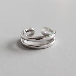 Rings Trendy Real 925 Sterling Silver Double Layer Joint Rings For Women Fine Jewelry, Chic 925 Silver Toe Ring Woman Accessories