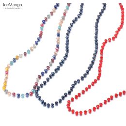 Necklaces JeeMango Fashion 4mm Colourful Crystal Handmade Beaded Necklaces For Women Girls Free Shipping Collares Para Mujer JN23027