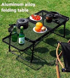 Camp Furniture Folding Camping Rack Portable Folding Table Outdoor Foldable Storage Shelf Picnic Barbecue Folding Table Lightweight Table Y240423
