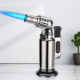 Metal Windproof Turbo Without Gas Lighters Welding Torch Kitchen Cooking Adjustable Flame Powerful Spray Gun Cigar Lighter For Men Gifts